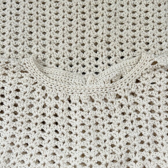 Vintage Handknit Crochet Sweater Vest Oversized Preppy Academia Open Cable Knit - Picture 3 of 6